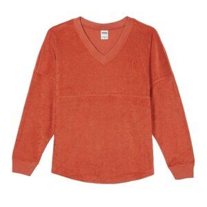 Pink Victoria's Secret Small Beach Terry VNeck Shirt Short Matching Set Rust NWT